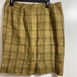 Brooks Brothers Established 1818 Women’s Plaid 100% Linen Lined Skirt Size‎ 14